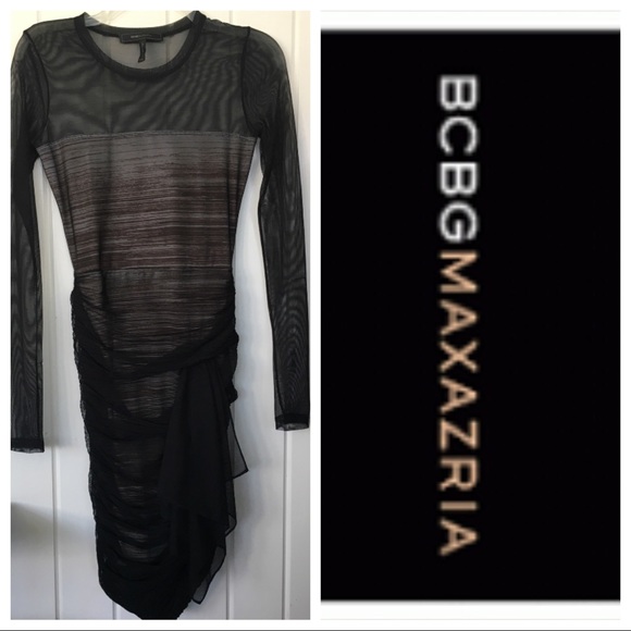 BCBG Max Azria Tracy Long-Sleeve Shirred Dress XXS - Picture 3 of 8